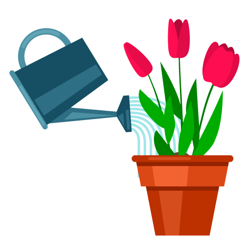 An illustration of tulips being watered